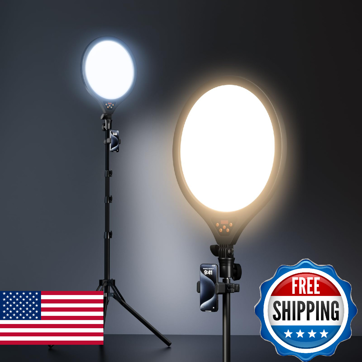 Ring Light Tripod for iPhone, 14" Selfie Ring Light with 63" Tripod Stand and Ph