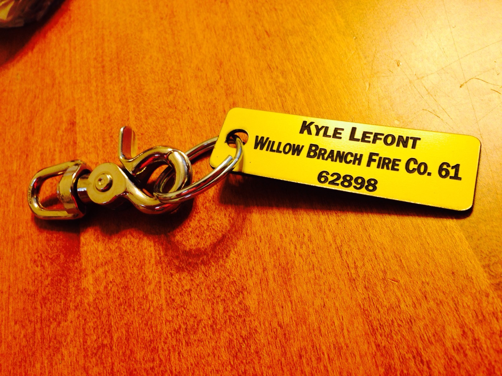 Fire Company Accountability Tag Sample