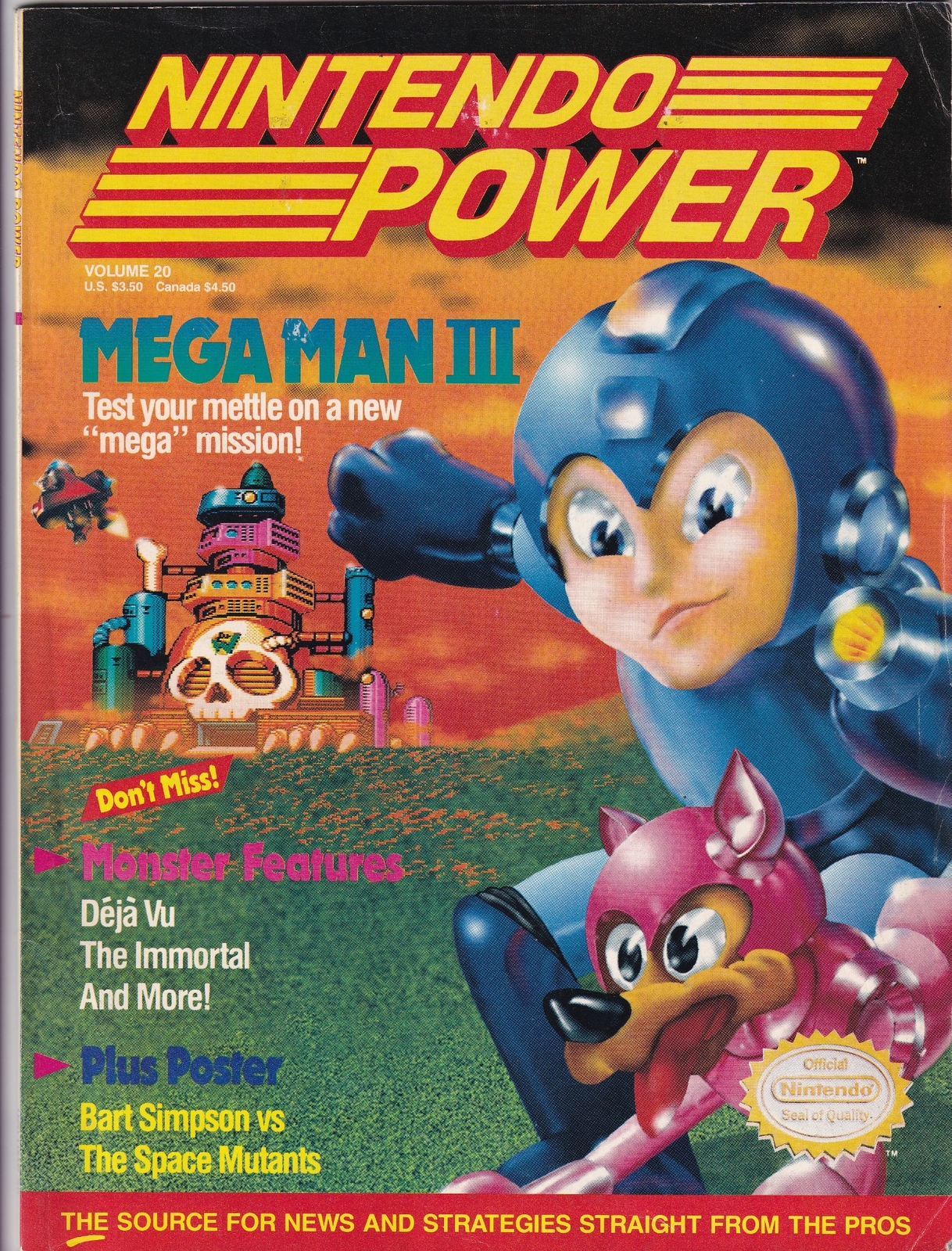 Nintendo Power Magazine Vol 20 Jan 1991 Complete w/ Bart Simpson Poster
