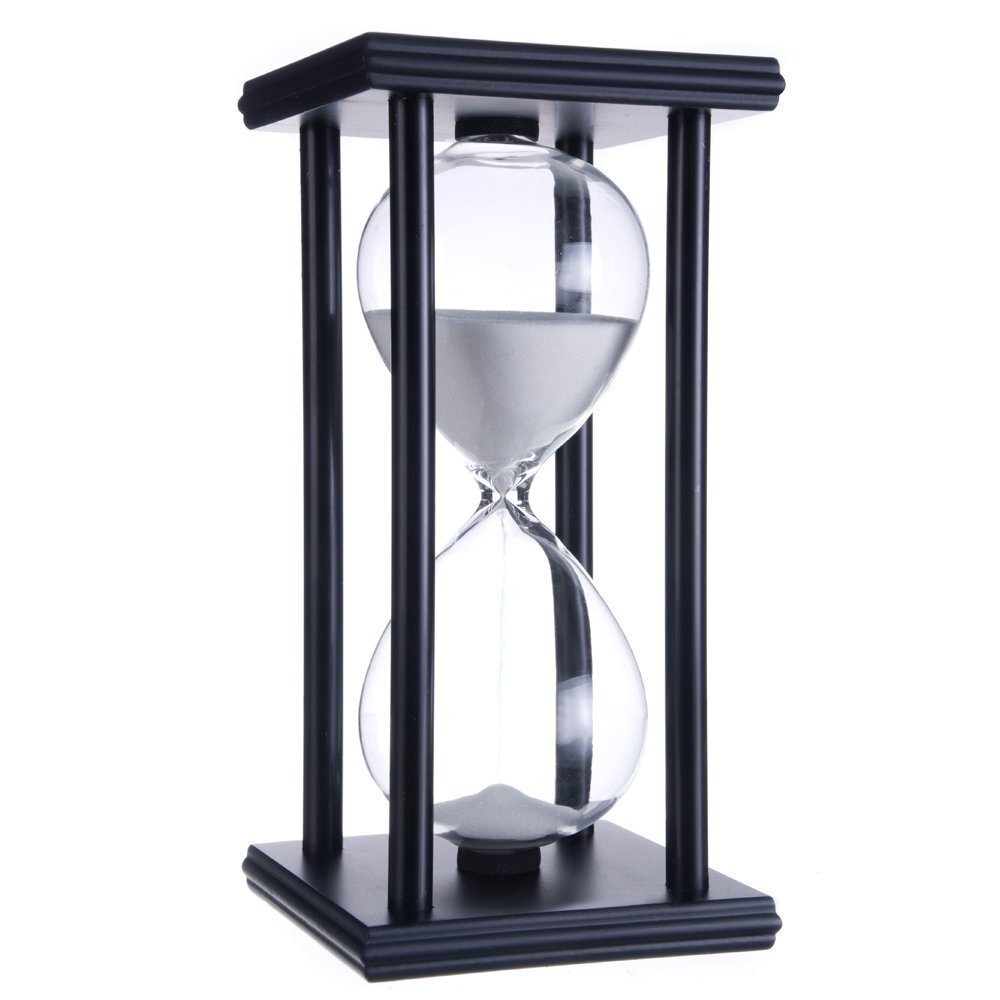 60-Minute Hourglass Sand Timer Wooden Frame White Sand Decor for Home School