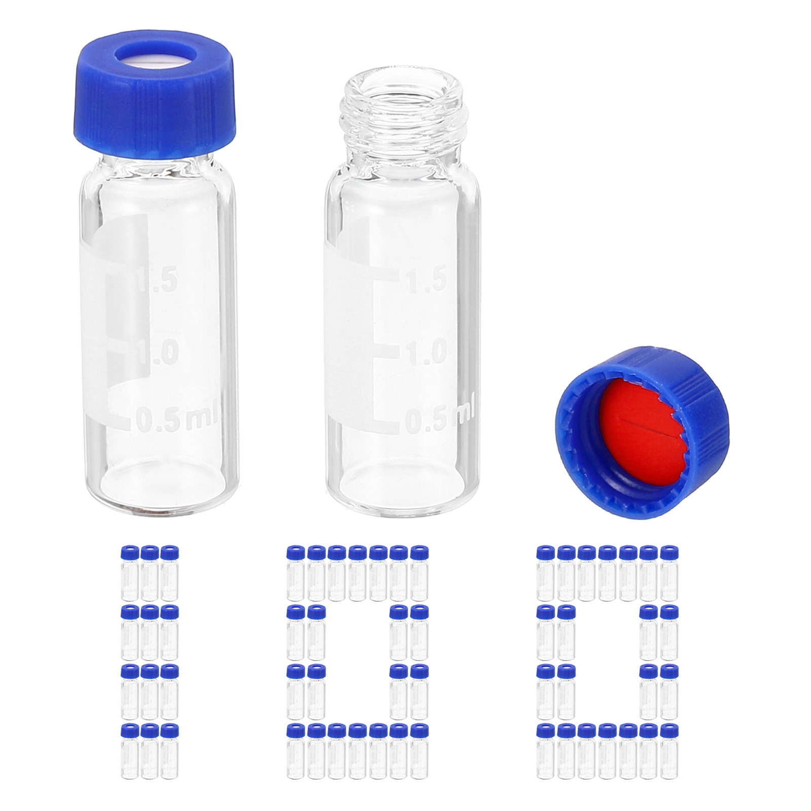 2ml Autosampler Vial, 100 Pack Lab Clear Vials Sample Vial Pre-Slit Septa