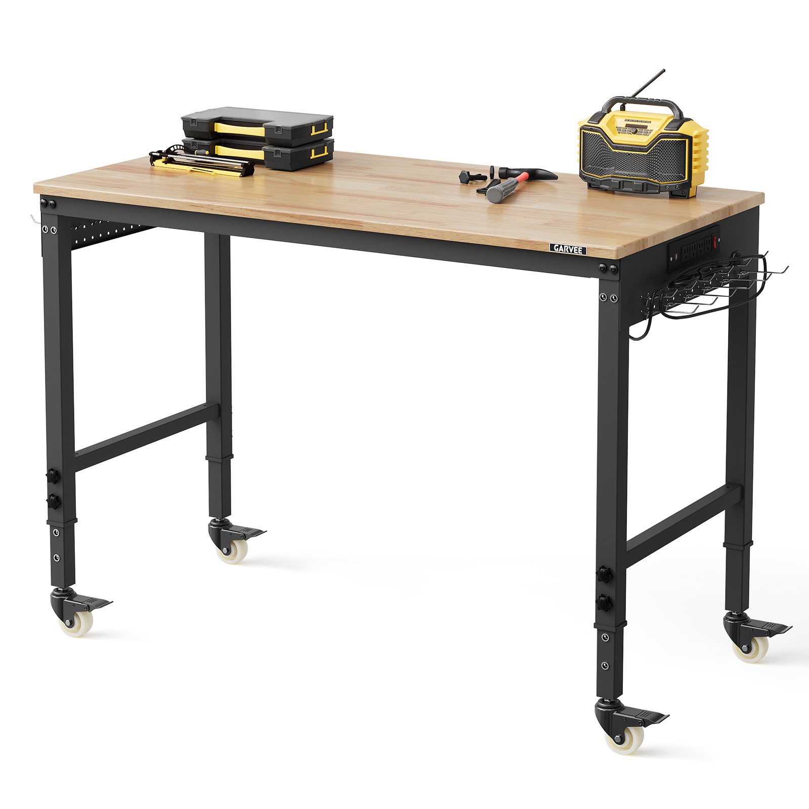 48x24 in Adjustable Work Bench Heavy-Duty Work Table with Power Outlet & Wheels