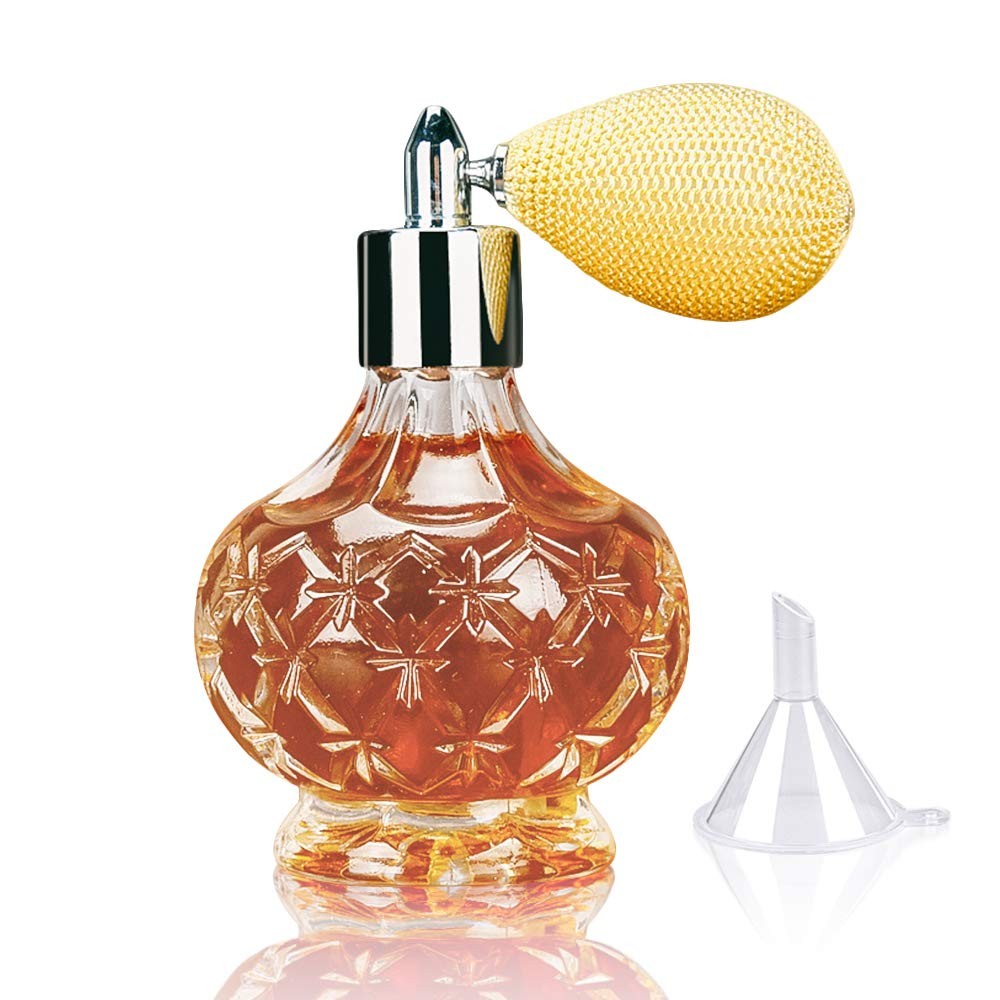 LINALL Perfume Atomizer Spray Bottle - 3.4oz Glass Refillable Bottle with Air...
