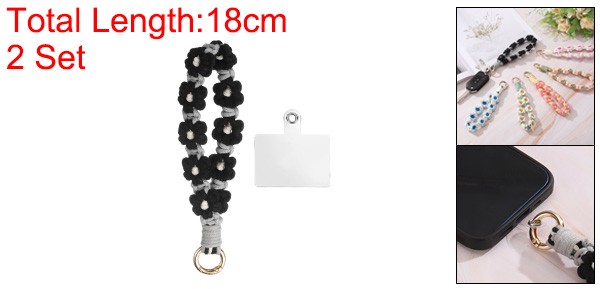 2 Pcs Cute Phone Wrist Strap with Tether Tabs, Black