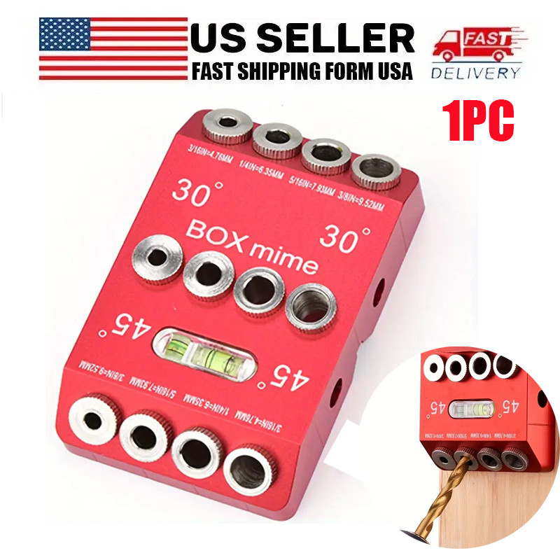 US Drill Guide Jig 30 45 90 Degree Portable for Drilling Angled & Straight Hole