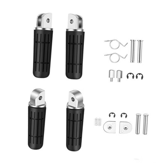 Motorcycle Foot Pegs Front and Rear Footrest Set Compatible with Black#F+R#1