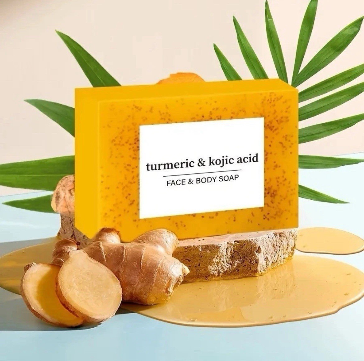 2-Pack Turmeric Glow Soap Bar - Lemon & Kojic Acid, Removing Dark Spots