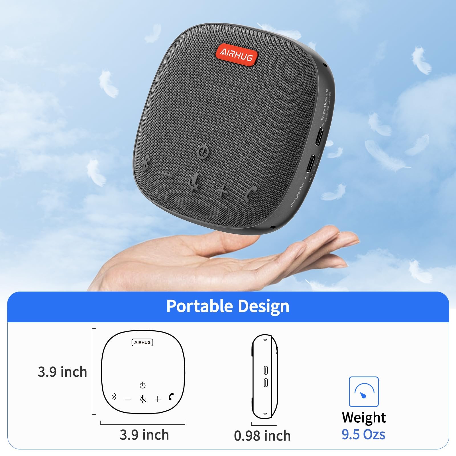 Conference Speaker and Microphone, Bluetooth Speakerphone with 360° Voice Pic...