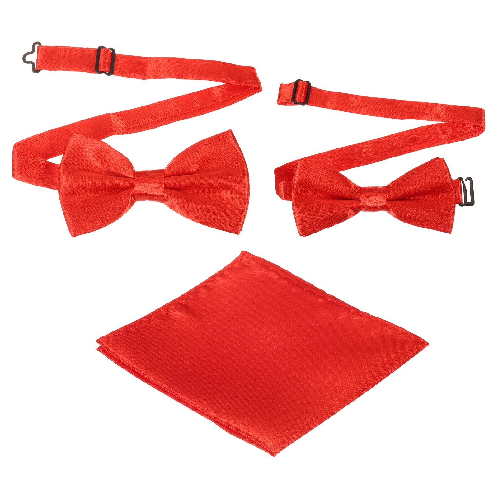 Bow Tie for Men, Adjustable Bow Ties with Pocket Square(Dark Red, 2Size)