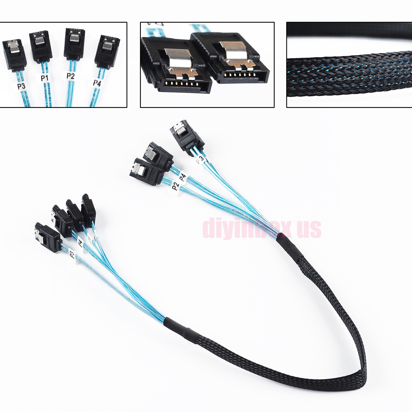 Internal SAS 4 SATA Host to 4 SATA 7pin Target Hard Disk 6Gbps Data Cable 50cm