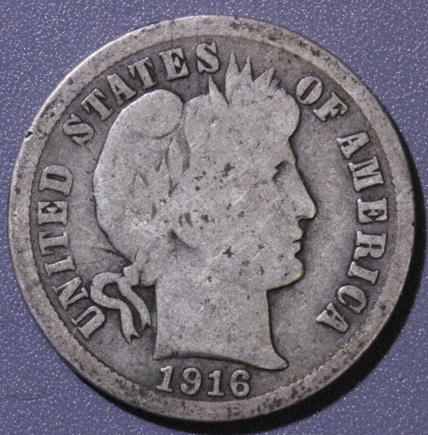 1916 Barber 10c G-VG      #A