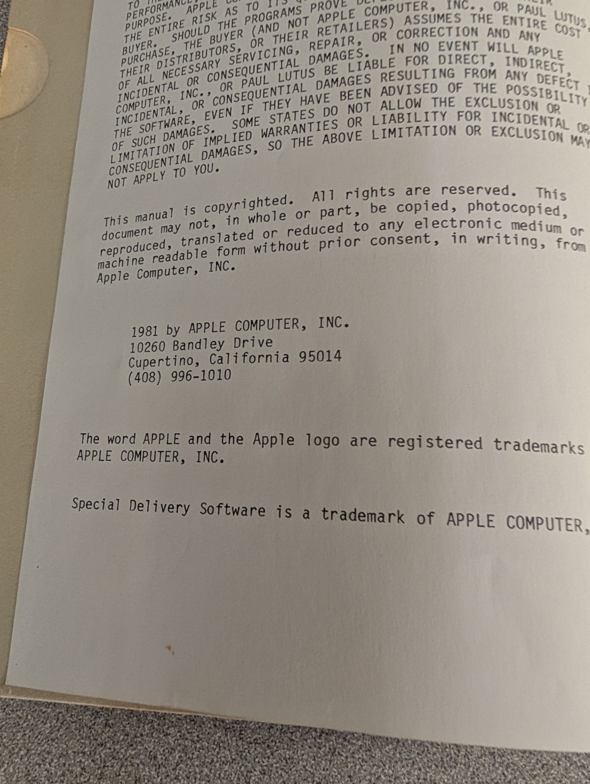 Original spiral-bound Apple Writer ][ Operating Manual (1981)