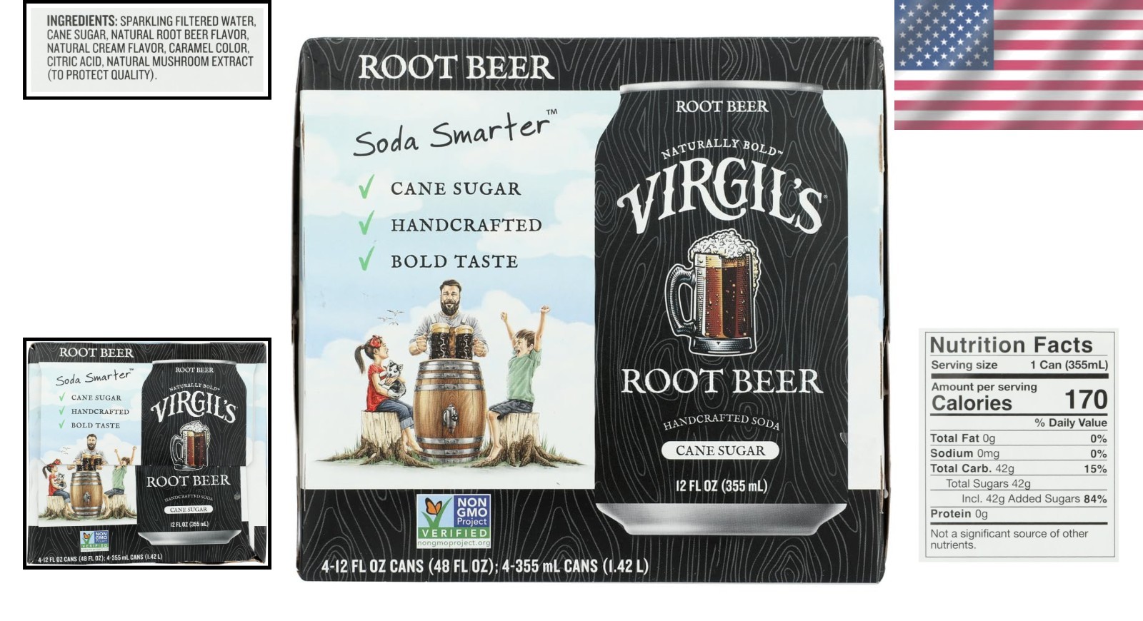 Classic Root Beer 4-Pack Cans - Convenient & Refreshing Beverage Choice