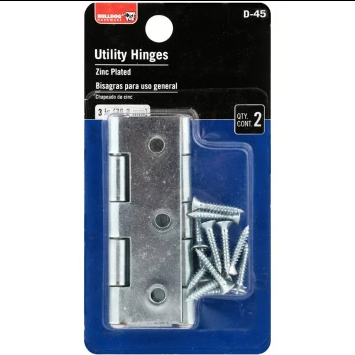 Bulldog Hardware 3 in. Utility Hinge, Zinc Plated, 2 Pack