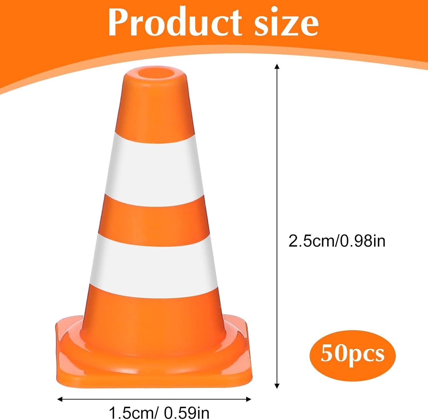 50PCS Mini Traffic Cones, Orange Small Cone, Mini Construction Cones, Plastic...