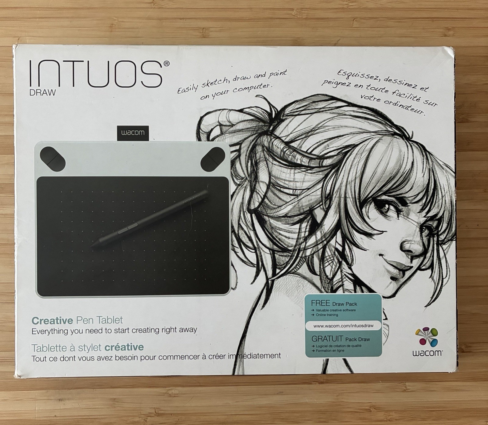 Wacom Intuos Draw CTL-490/W0-AX Creative Pen Tablet – Boxed, USB, SW