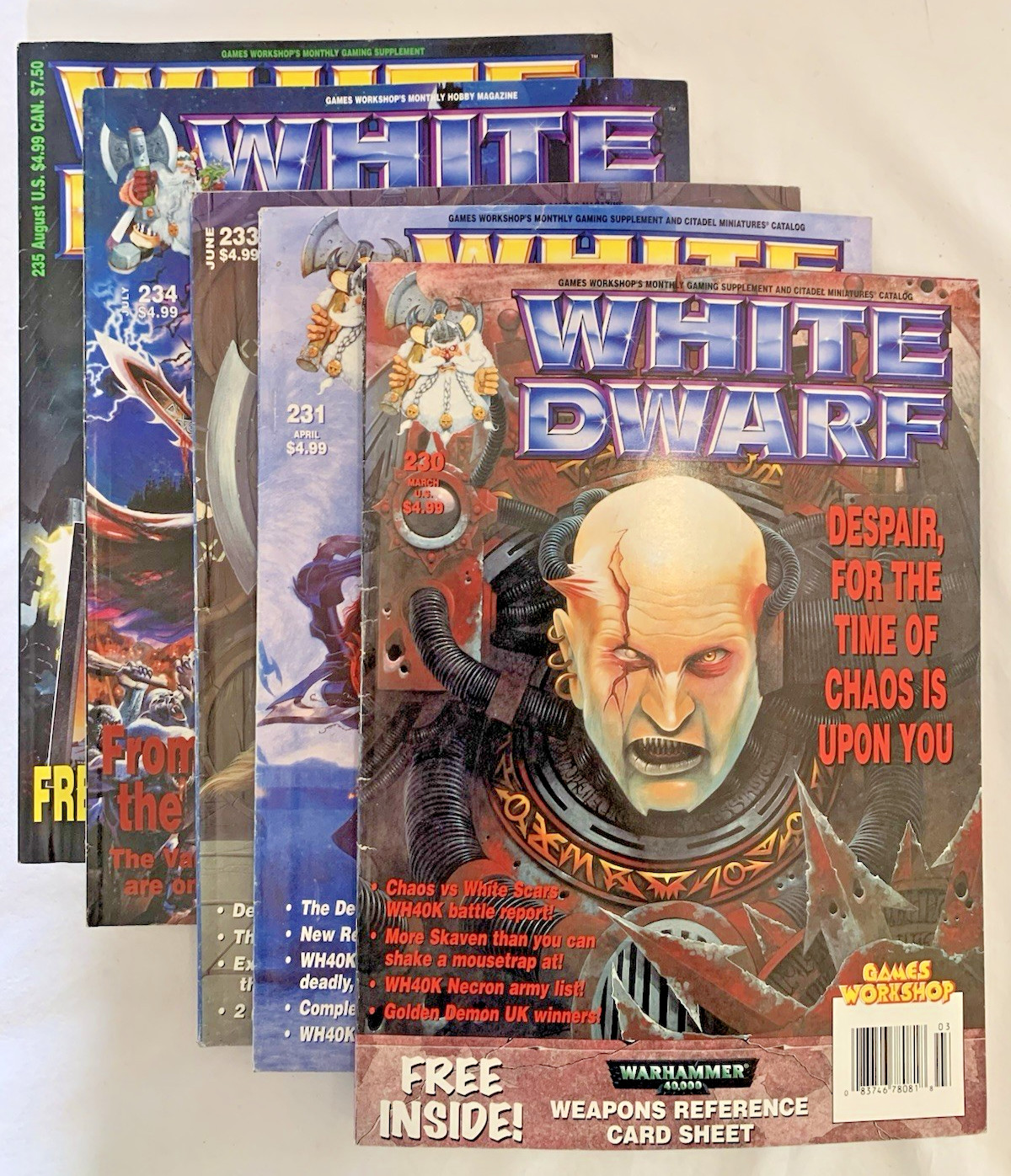 WHITE DWARF Magazines LOT *VINTAGE* 1990s 230 231 233 234 235 TABLETOP GAMING