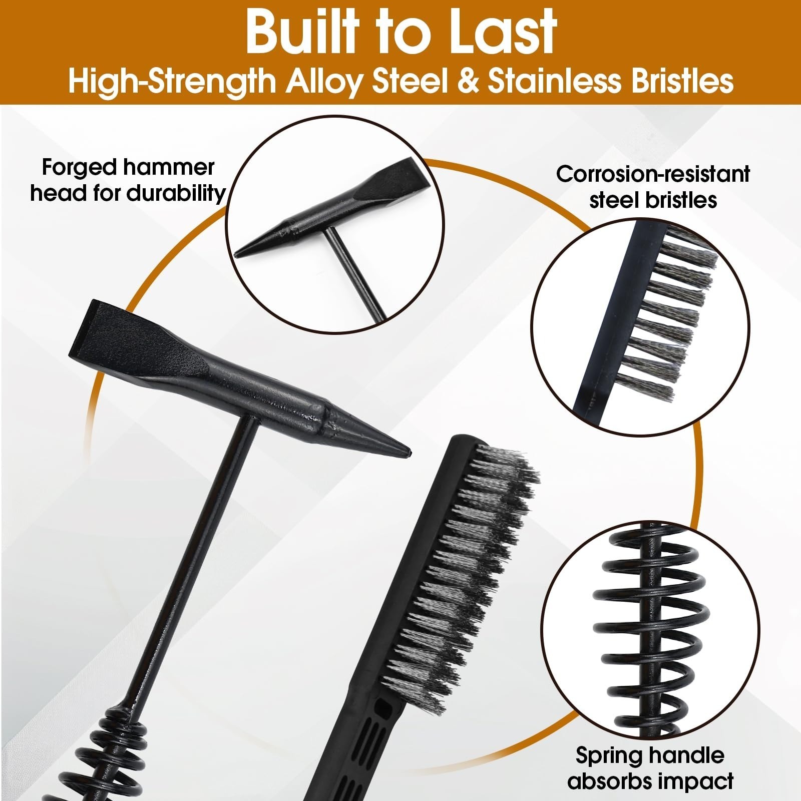 Chipping Hammer and Wire Brush Set - Heavy Duty Welding Tools
