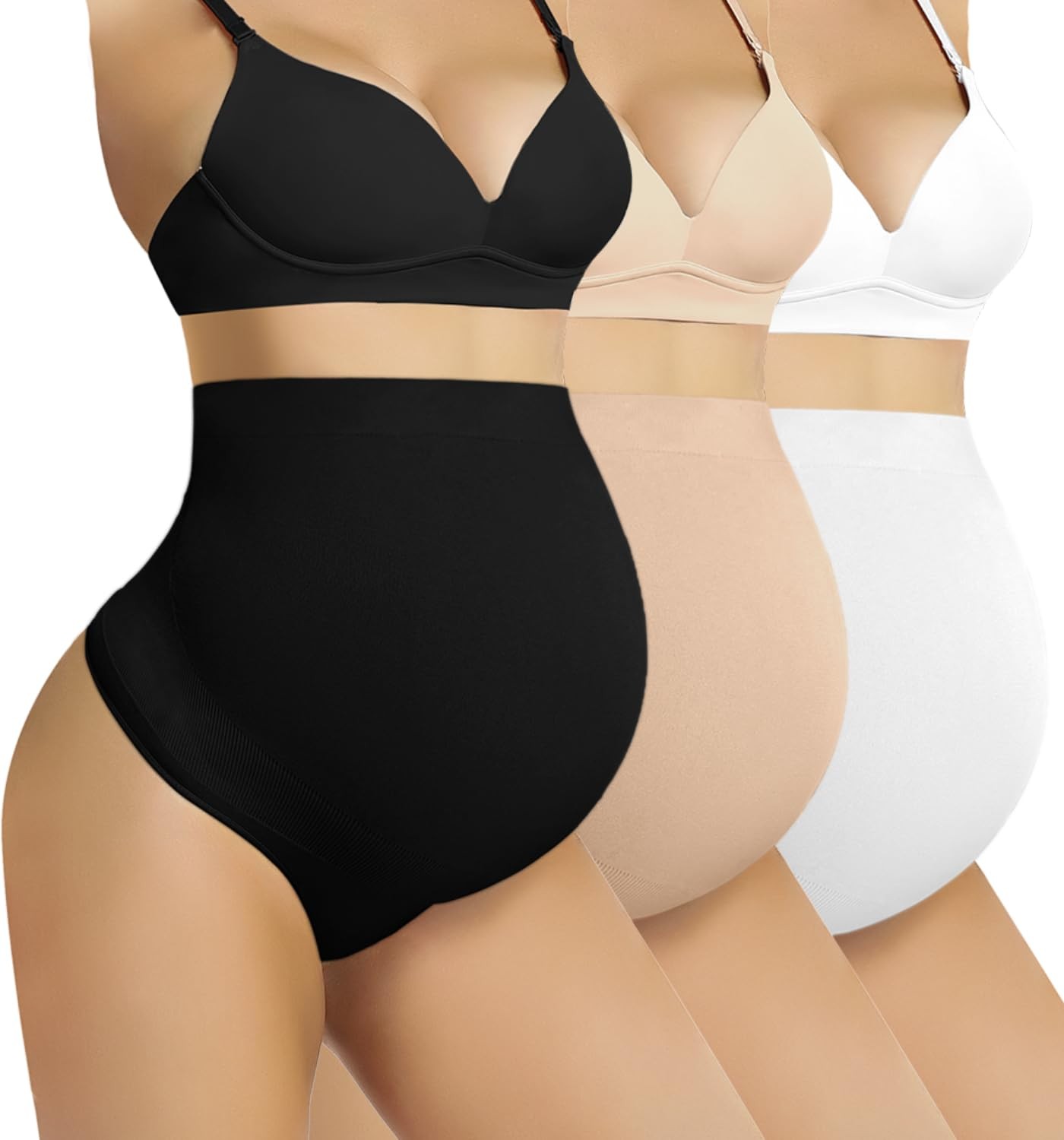 Seamless Maternity Shapewear Over Belly Support Thong High Waist Underwear Pa...
