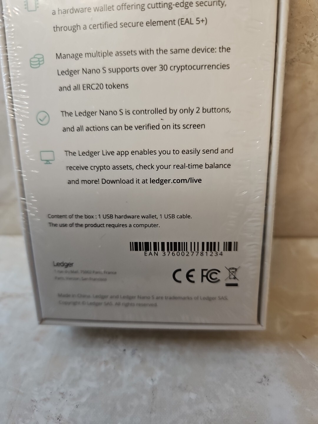 Ledger Nano S Cryptocurrency Hardware Wallet - New, in sealed box