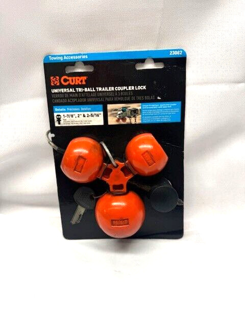 Curt-Universal Tri-Ball Trailer Coupler Lock, Fits 1-7/8", 2", 2-5/16" *New