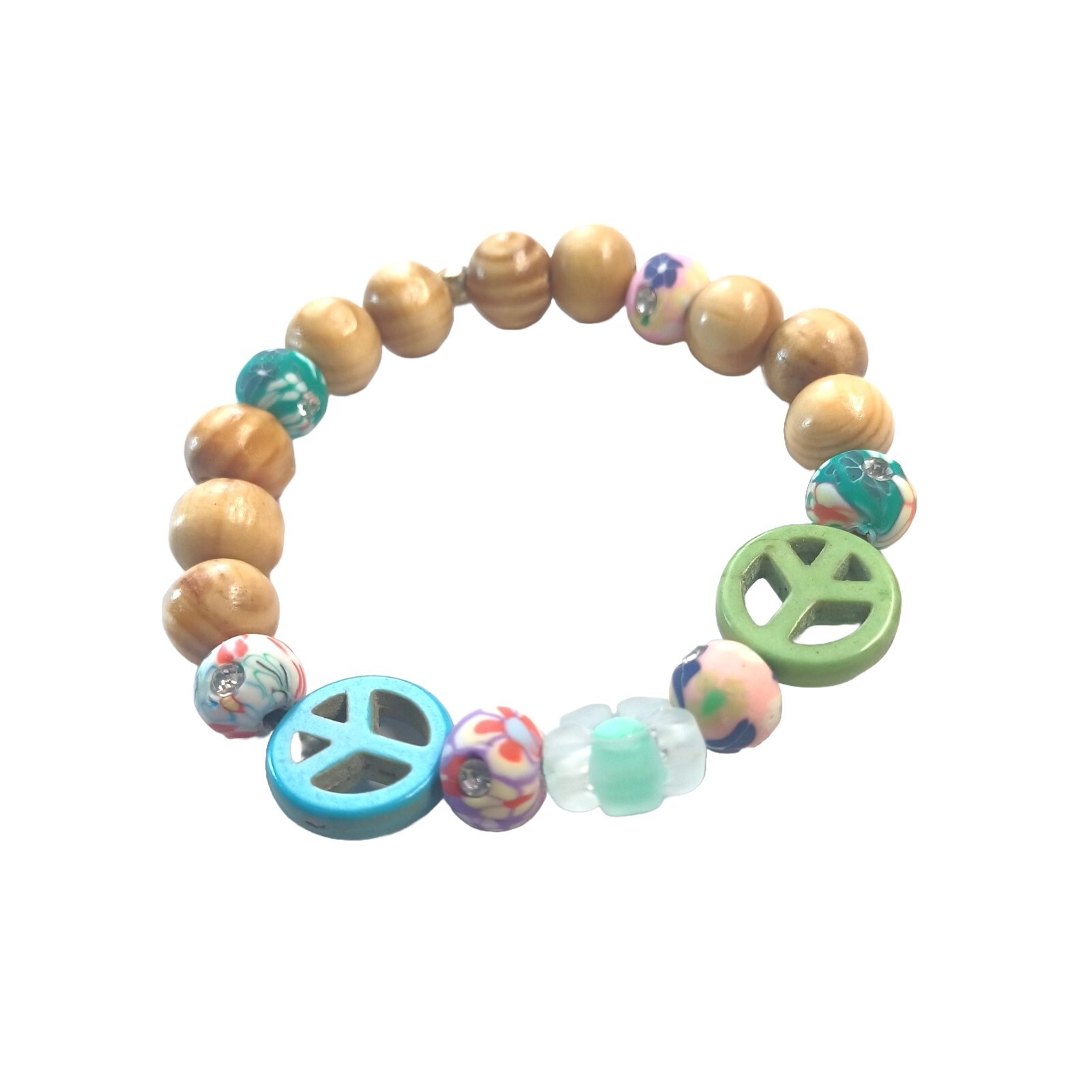 Fashionable Chic Wood Color Beaded Peace Bracelet