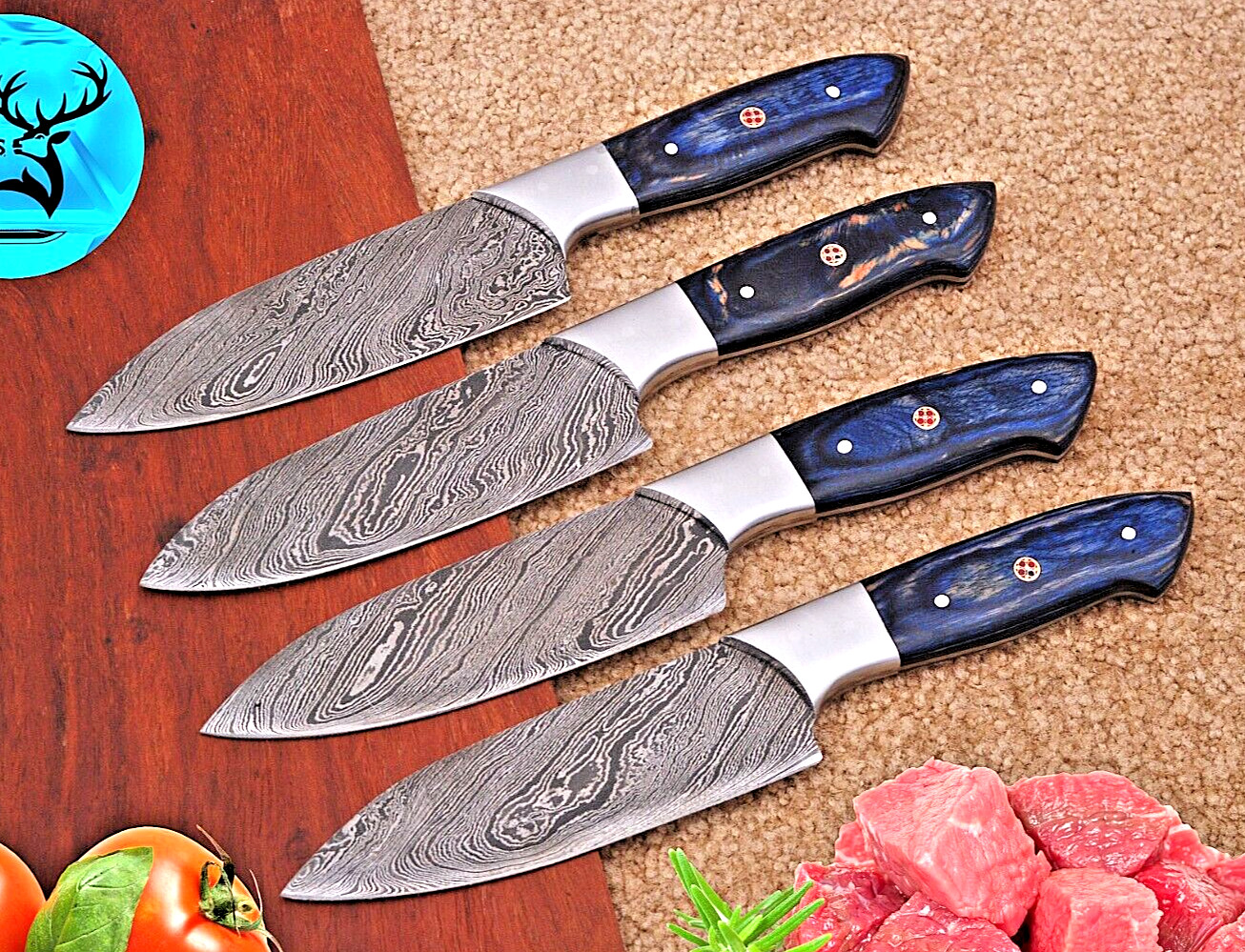CUSTOM HAND MADE FORGED DAMASCUS STEEL KITCHEN CHEF'S STEAK KNIVES SET 1396