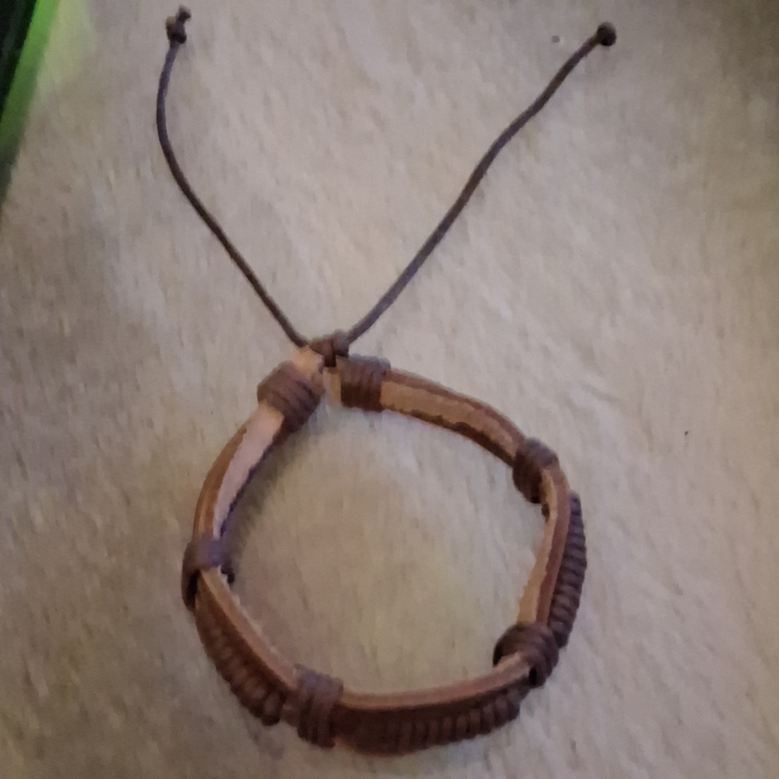 Handcrafted Braided Leather Adjustable Brown Tie Bracelet Bohemian Unisex