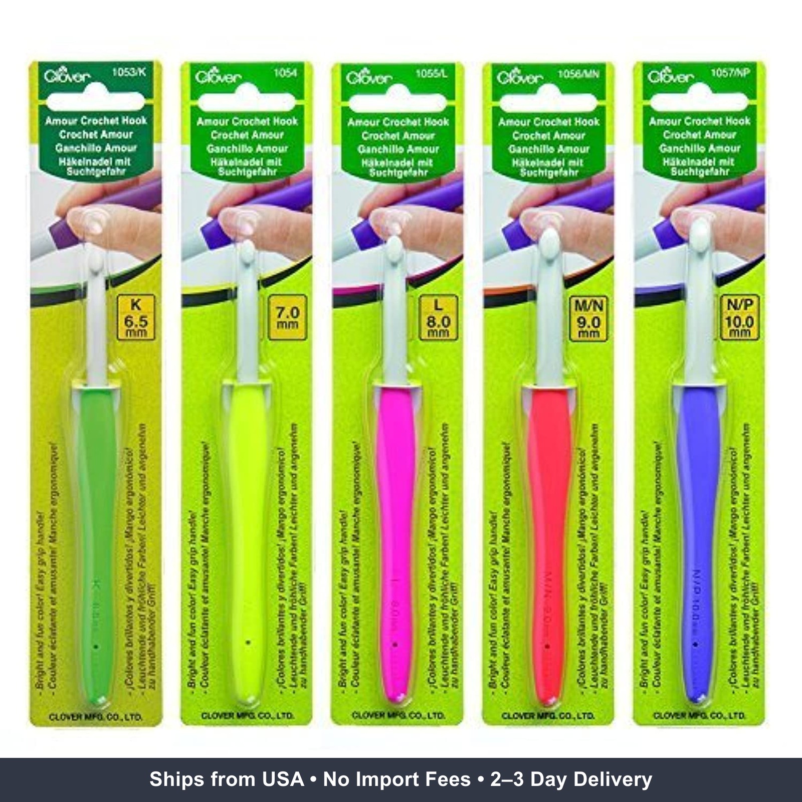 Clover Amour Crochet Hooks - Set of 5 - for Working with Thick Yarns