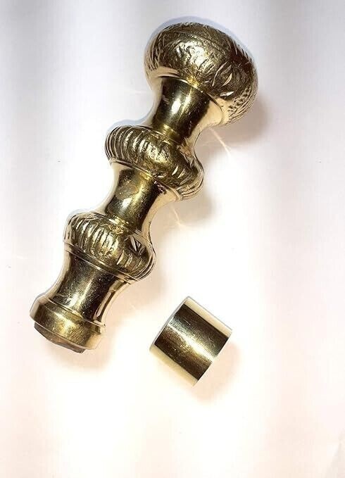 Solid Brass Three Tier Style Head Handle for Walking Stick Cane Handmade