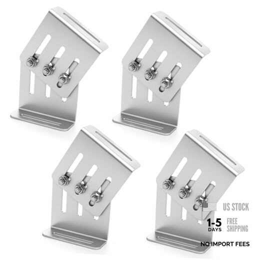 4 Pair Adjustable Solar Panel Tilt Mount Bracket, 0-180° Tilt Adjustable, 4"