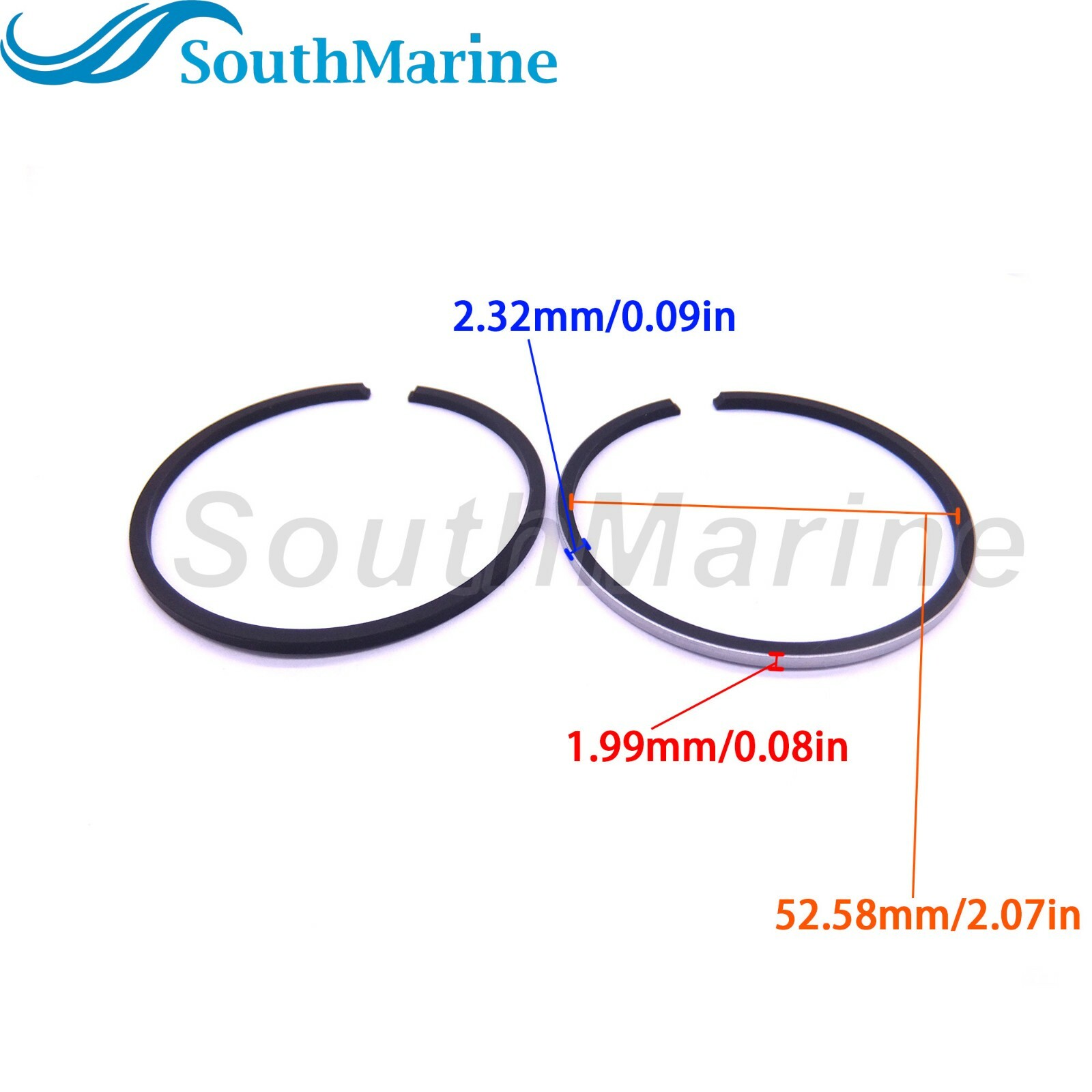 16054 8M0080357 Piston Ring Set STD for Mercury 4HP 5HP 9.9HP 15HP 18HP, 55mm