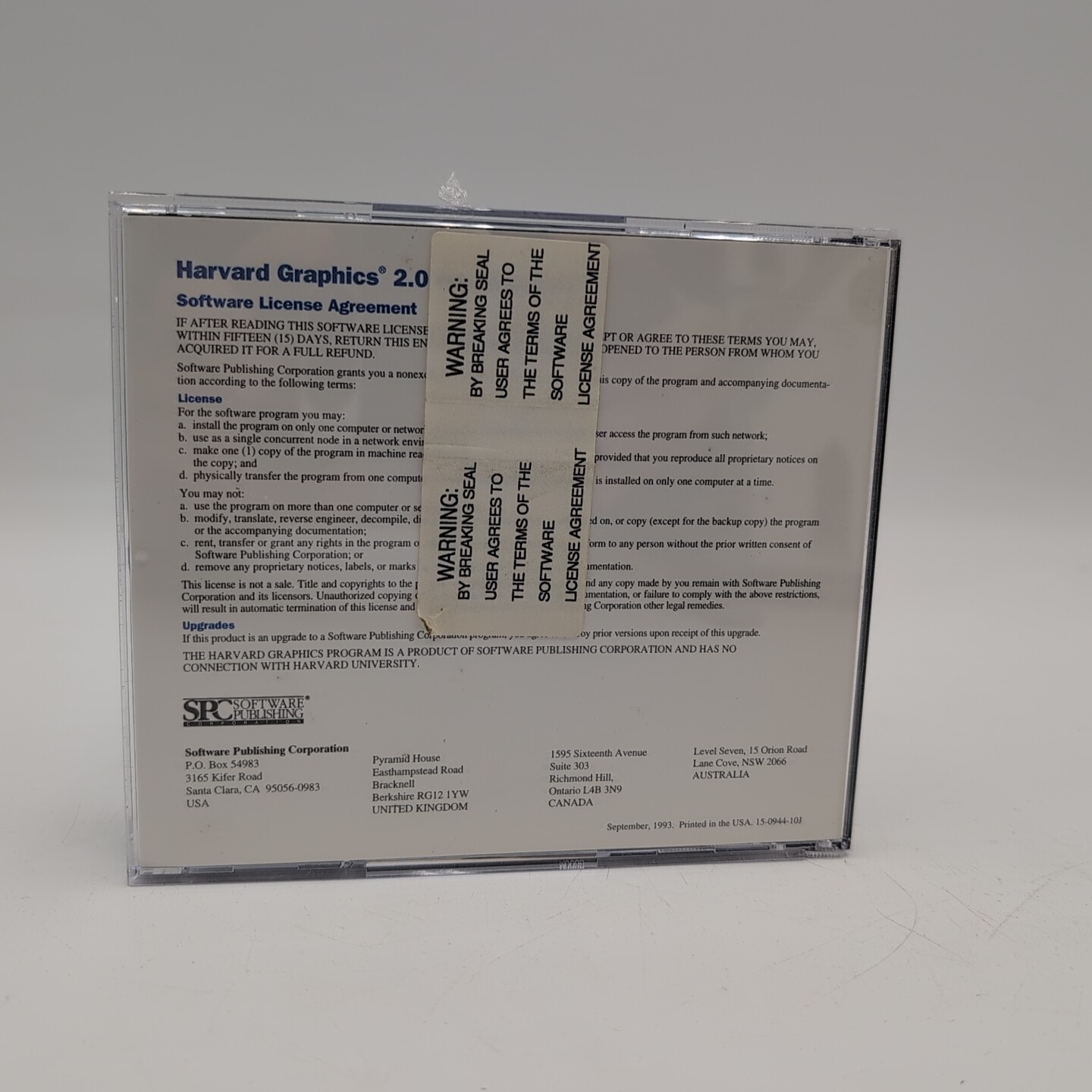 Harvard Graphics 2.0 for Windows 1993 SPC Software Publishing Corporation CD-ROM