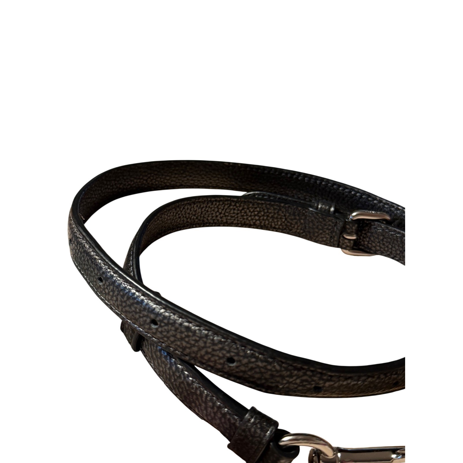 Coach Black Metallic Pebbled Leather Adjustable Crossbody Strap Silver Hardware