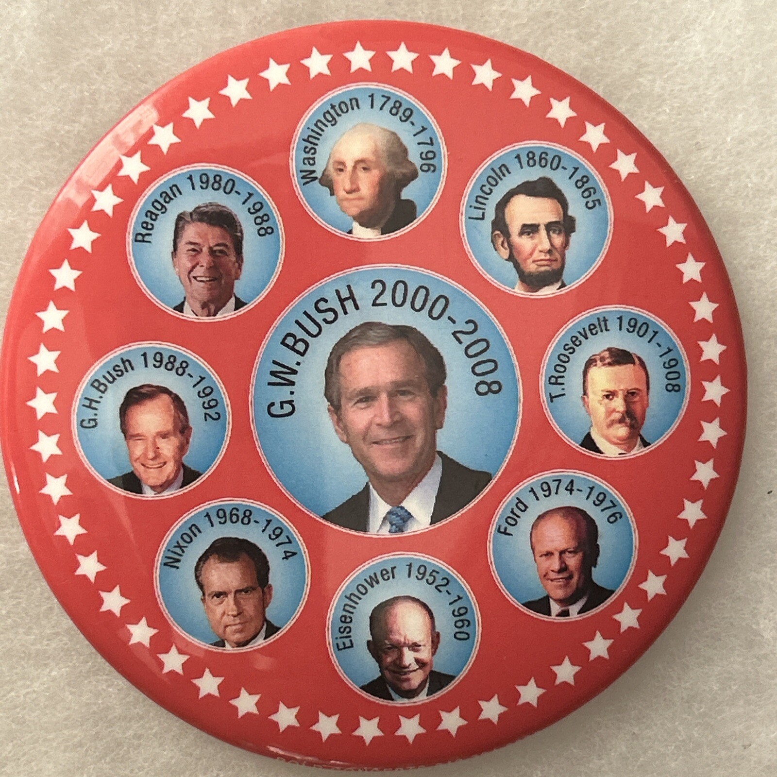 G.W. Bush 2000-2008  4” pinback button pin