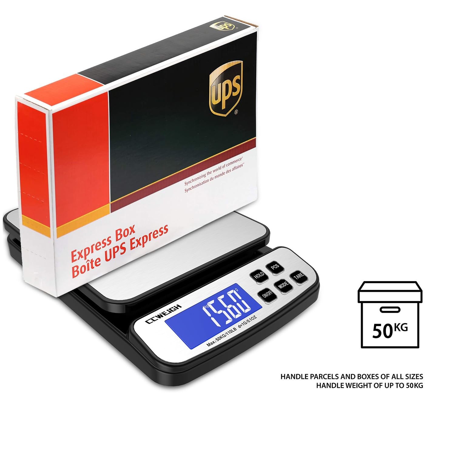 Digital Shipping Scale 110 lbs x 1g with Hold and Counting Function Mail Scal...