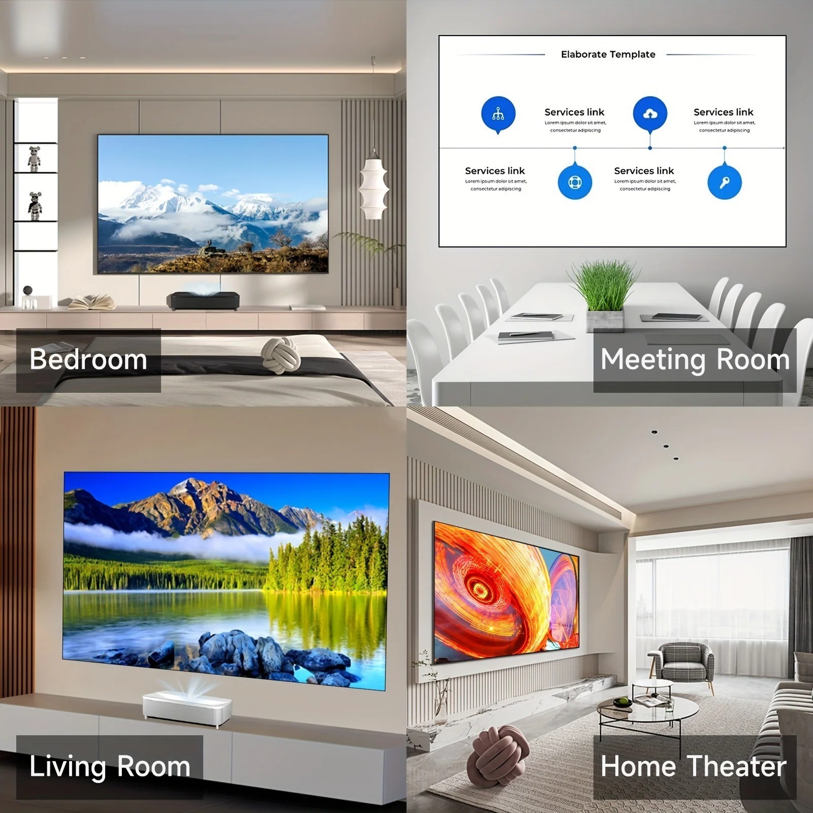 Portable 16:9 Projector Screen Foldable HD 4K Home Cinema Indoor Outdoor