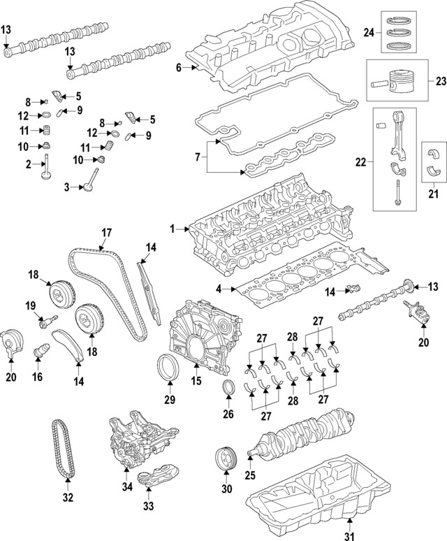 Genuine BMW Valve Spring Retainers 11-34-7-539-917