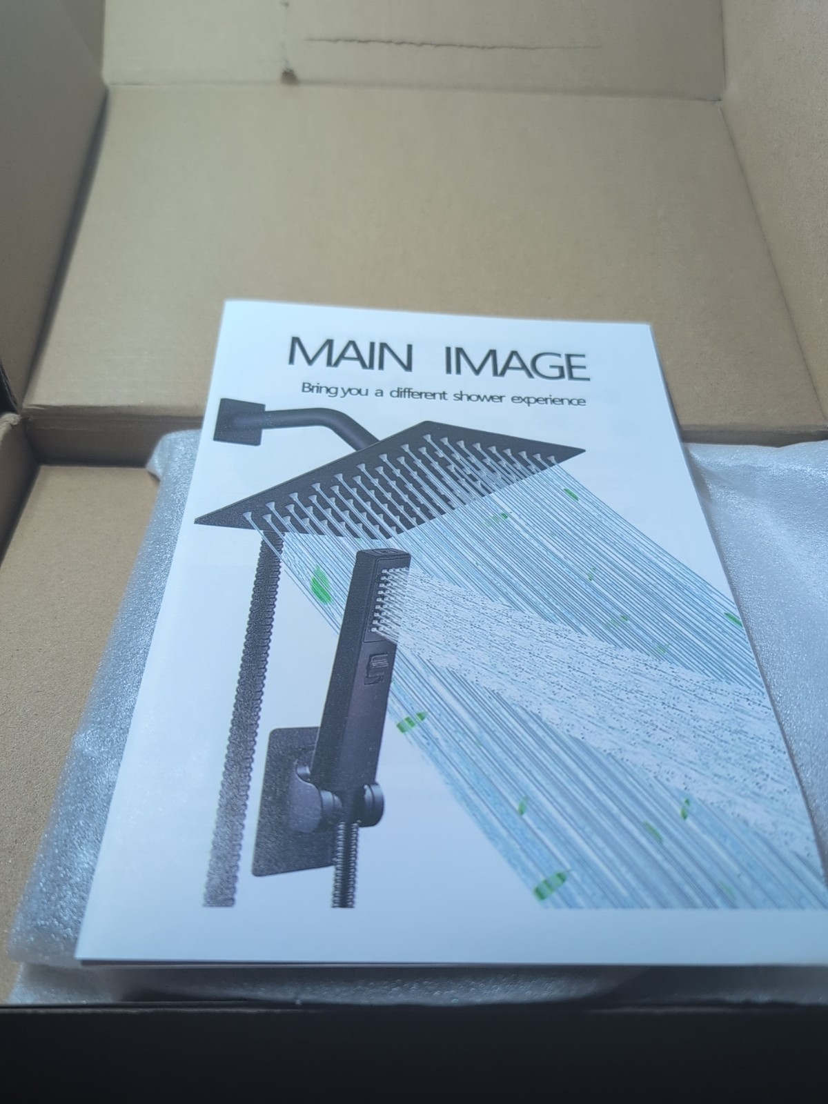 Main Image Rainfall Shower Head Kit With Sprayer Black New Open Box