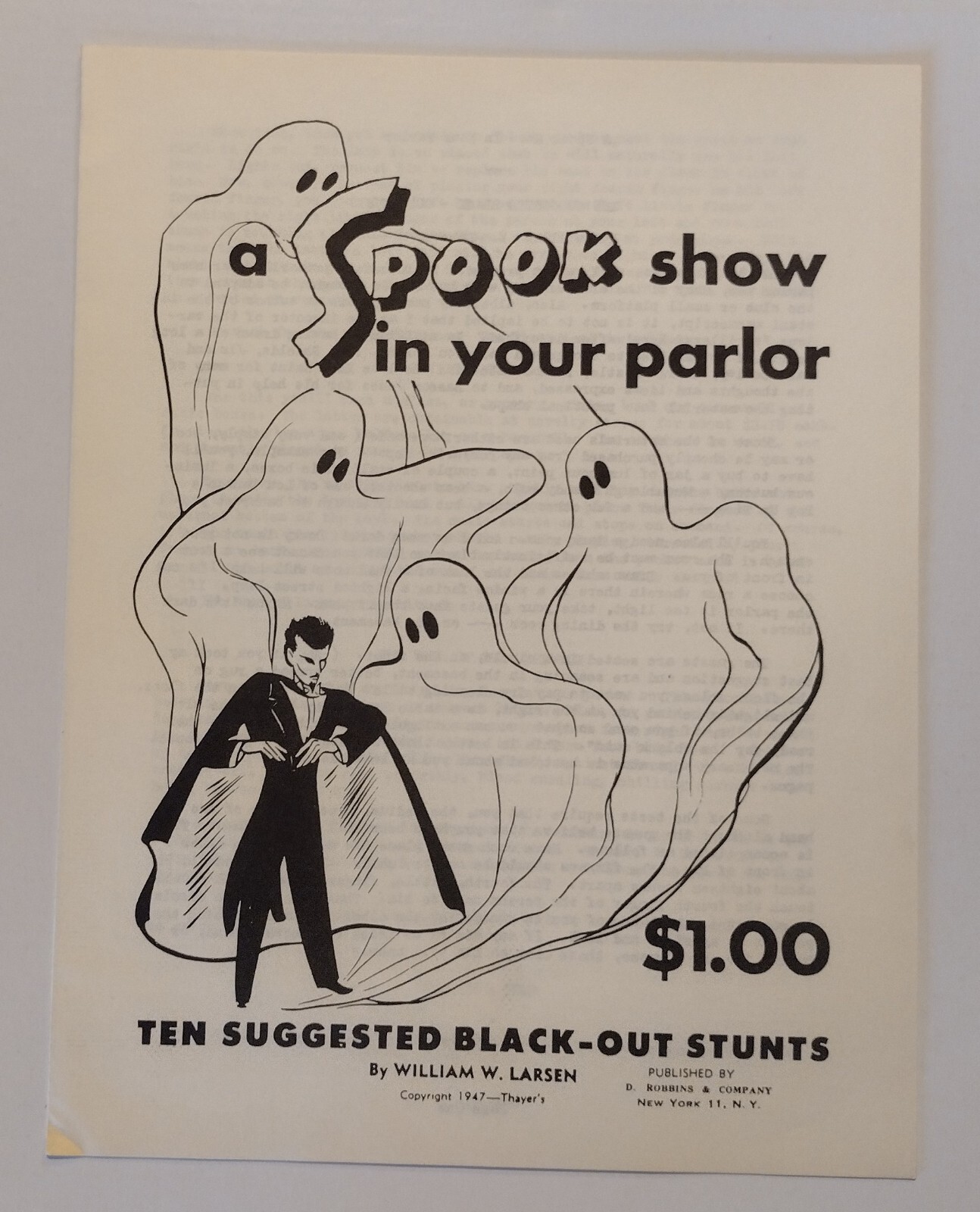 Spook Show In Your Parlor Manuscript Ten Black-Out Stunts William W. Larsen
