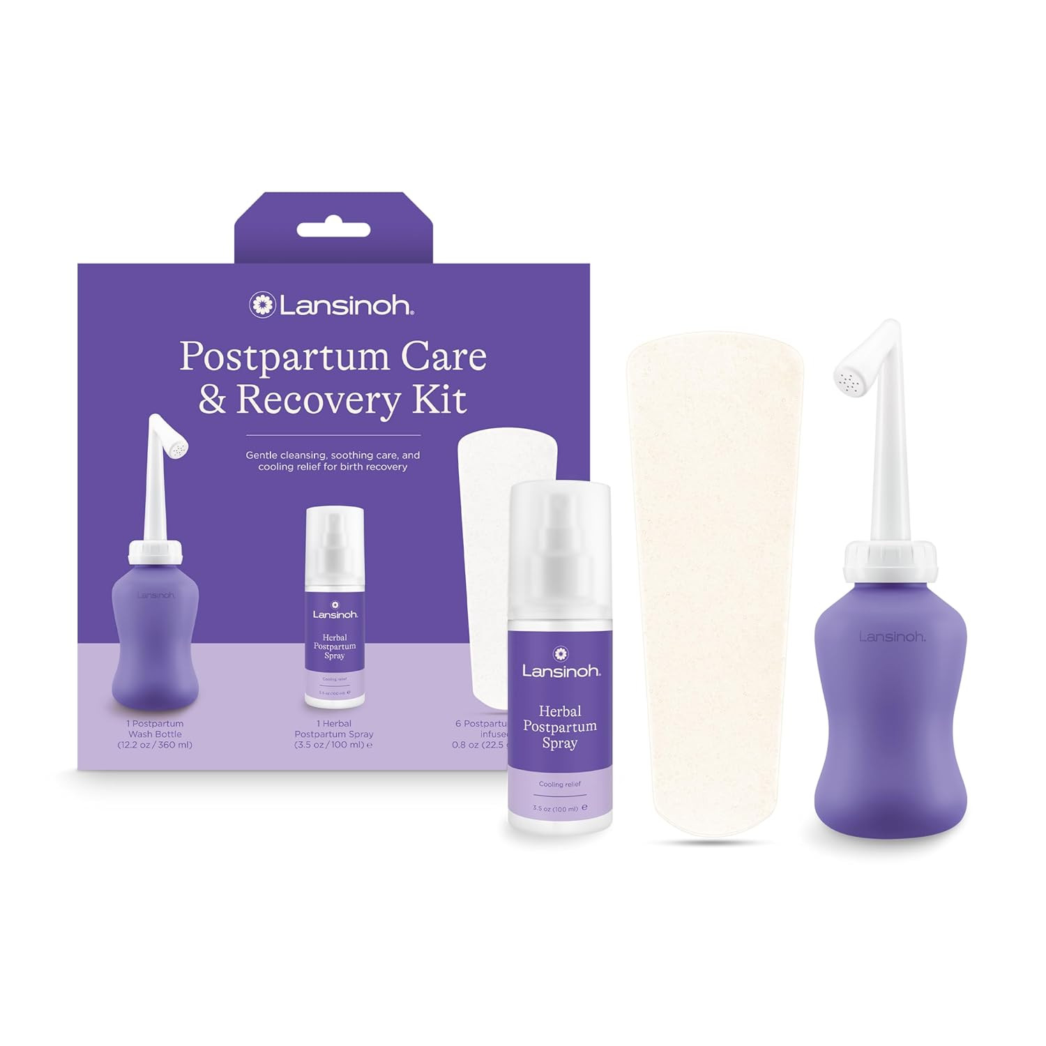 Postpartum Recovery Essentials Kit | 8-Piece New Mom Gift Set with Peri Bottle,