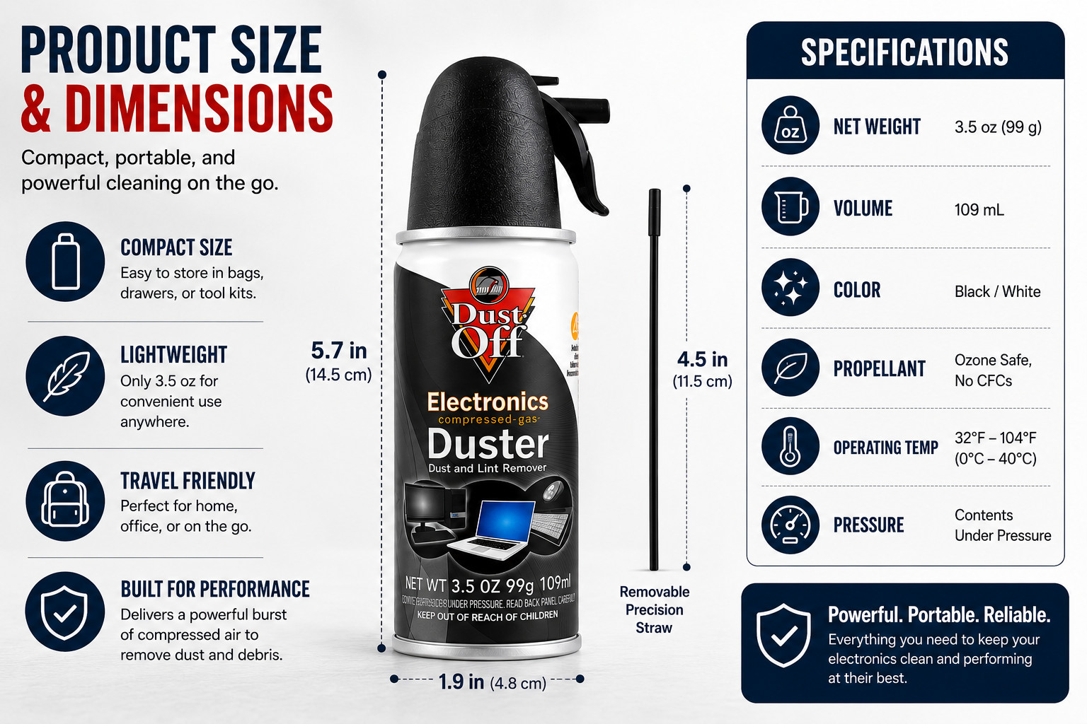 Dust-Off Electronics Compressed Air Duster – PC Keyboard Cleaner Spray