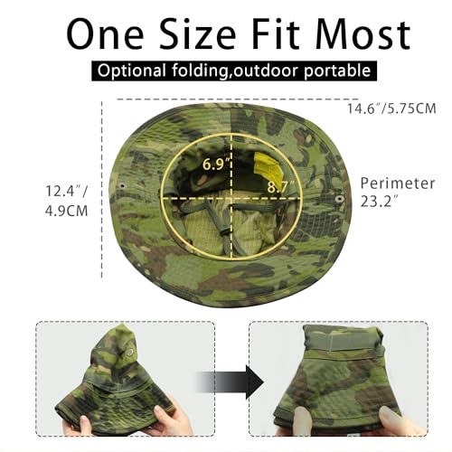 Camo Boonie Hat for Men Women, Military Tactical Wide Brim One Size C-jungle