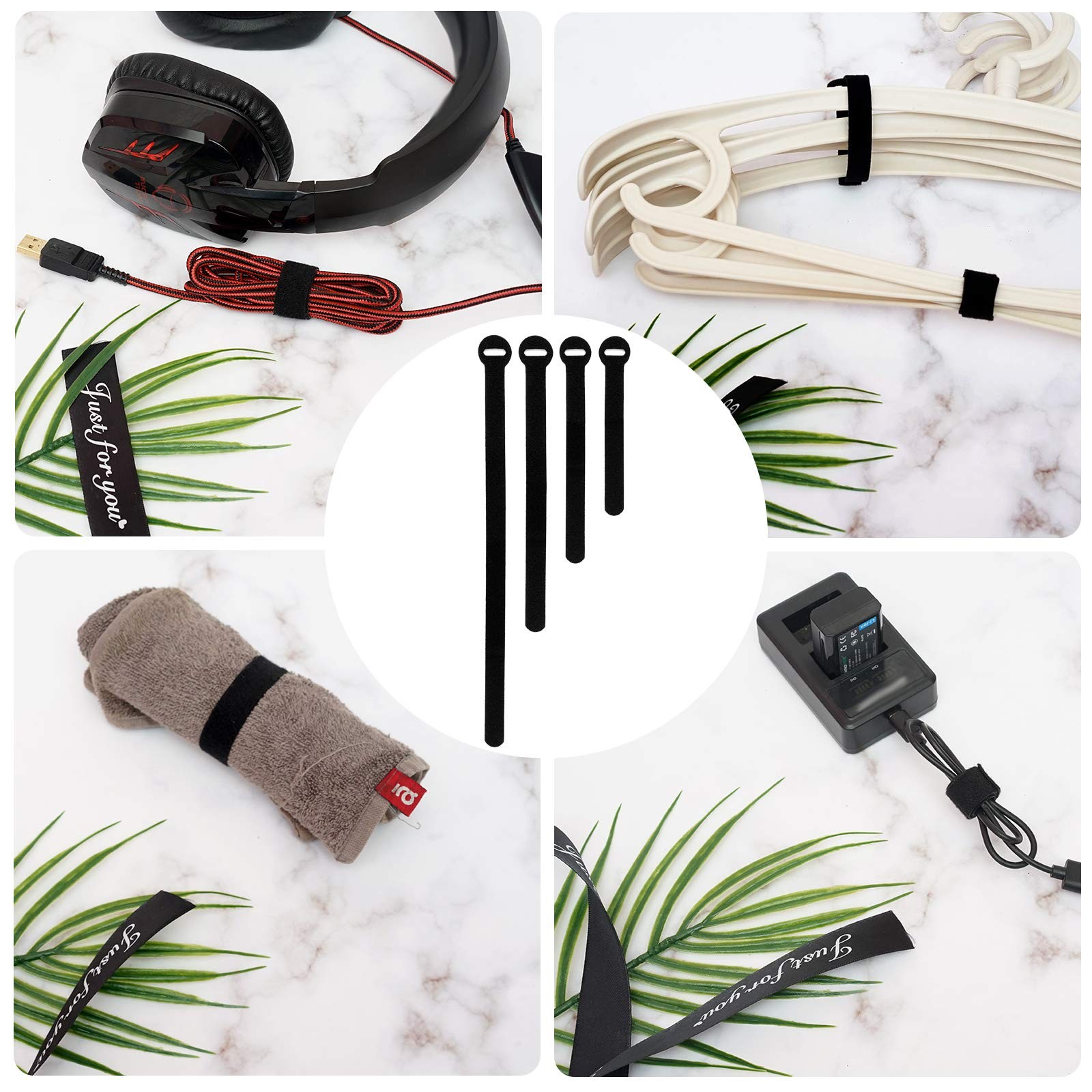 150PCS Reusable Cable Ties - 4+6+8+10inch Multi-Purpose Cable management Hook...