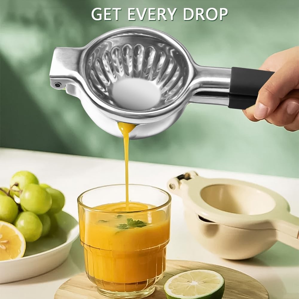 Stainless Steel Lemon Squeezer Lime Lemon and Fruit Juicer with Silicone Hand...
