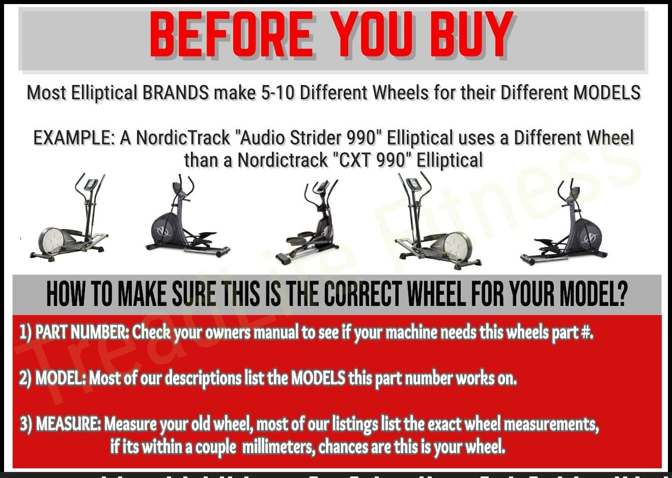 Elliptical Roller Wheel | Replacement for Various Proform Elliptical Models | 3"