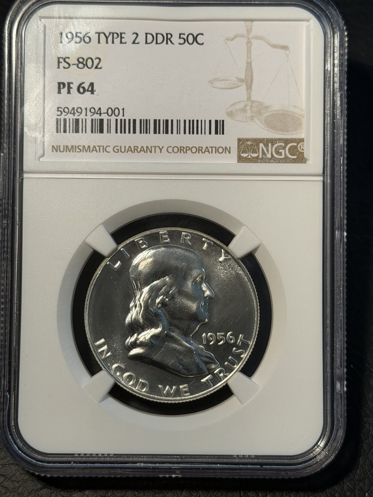 1956 Franklin Half Dollar PCGS PR64 Type 2 DDR FS-802