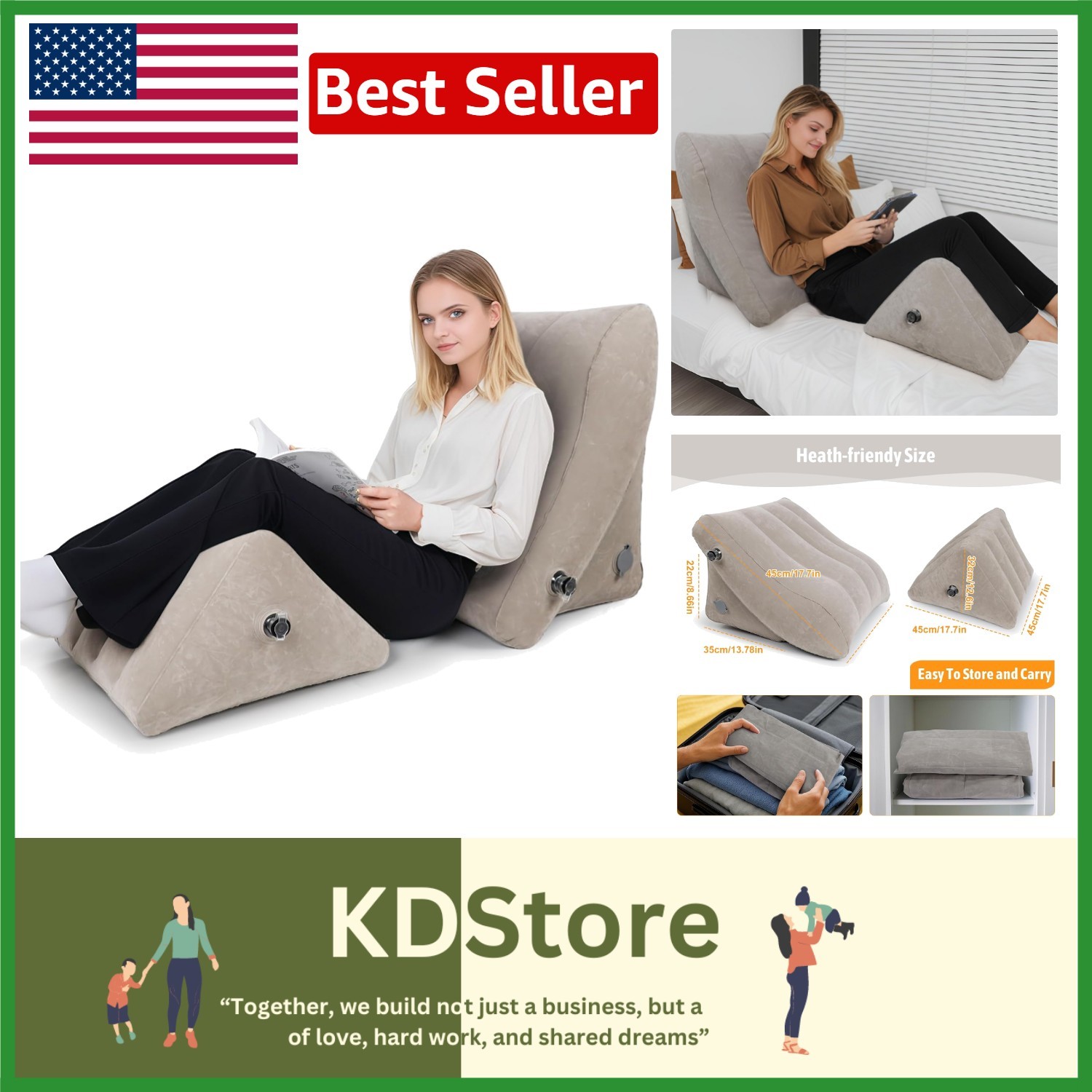 Lightweight Inflatable Wedge Pillow Duo | Adjustable Support for Travel & Rest