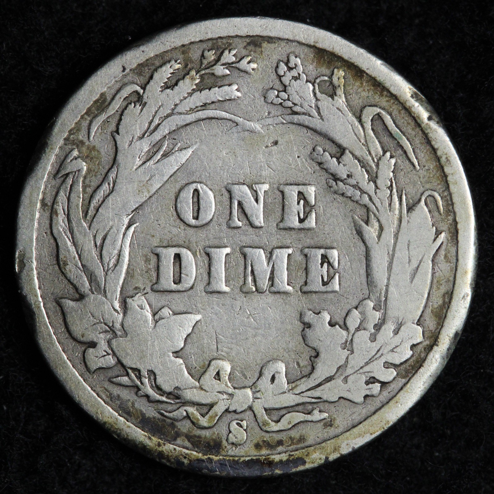 1898-S Barber Silver Dime VG TONED E253 UJGD