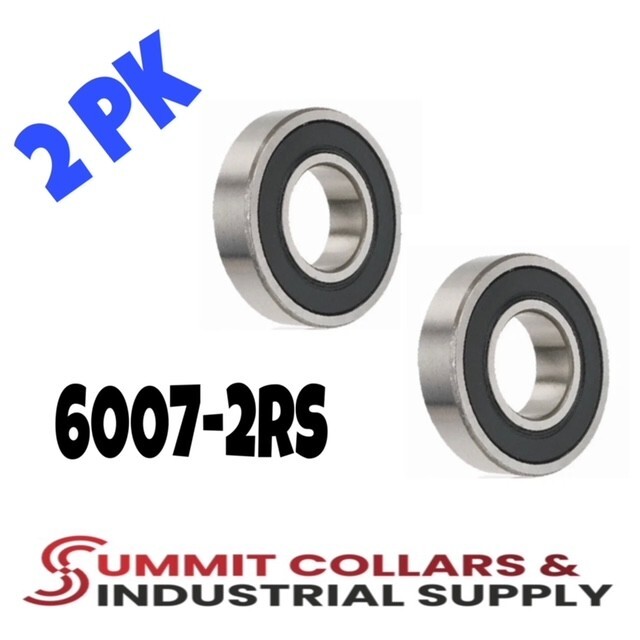 6007-2RS C3 EMQ Premium Rubber Sealed Ball Bearing, 35x62x14, 6007rs (2 QTY)